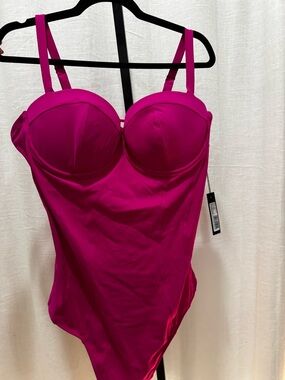 Strapless-Look Magenta One-Piece Swimsuit